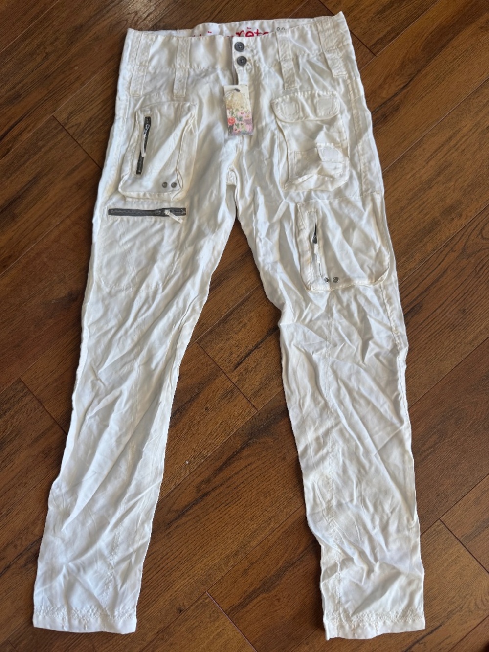 Johnny Was Pete & Greta White Utility Cargo Pants NWT Size 8